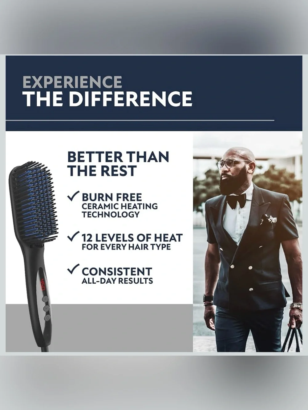 Arkam Beard Straightner for Men | Premium Heated Brush Kit w/Anti Scald Feature